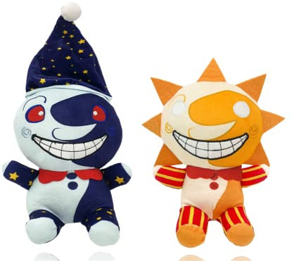 MAGIC SELECT Plüsch FNAF Sunny Drop und Moon-Drop Plüschtiere kompatible mit Five Nights at Freddy's. Zeichentrickspielzeug- und Videospielserien für Jungen und Mädchen.