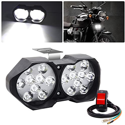 Ourbest Fendinebbia per moto 18 led, faro fendinebbia per proiettore anteriore 12v, luce di guida fuoristrada aggiuntiva con interruttore manubrio da 7/8 per mountain bike fuoristrada utv
