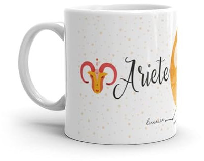 Paolo Chiari Zodiaco - Tazza in Ceramica Bianca con Segno Zodiacale e Costellazione (Multicolore, 300 ml, Ariete)