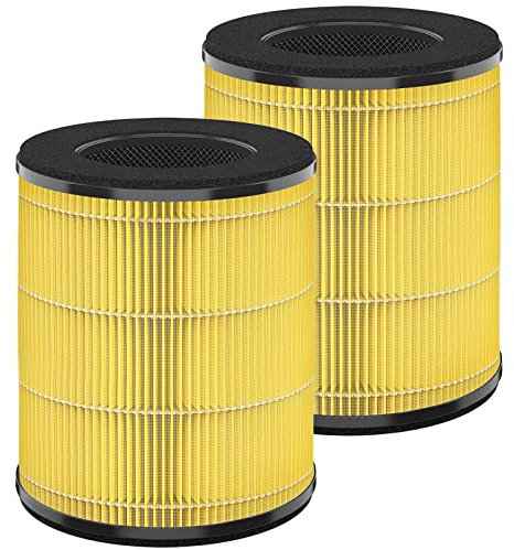 HSIAMEN [Pet Care] Ersatzfilter kompatibel mit Luftreiniger Tenergy Renair, Cool-Living CL-6070A, Beaba, Tredy TD-1300, 3-in-1 H13 True HEPA Filter, Gelb 2er-Pack