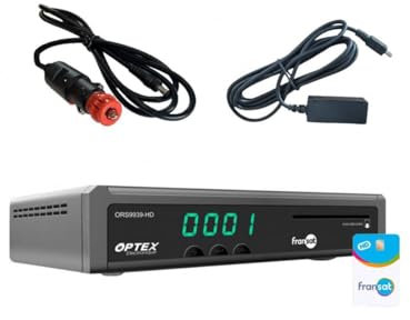 Optex Ricevitore TV satellitare HD registratore USB + scheda Fransat PC7 + cavo 12 V + presa IR