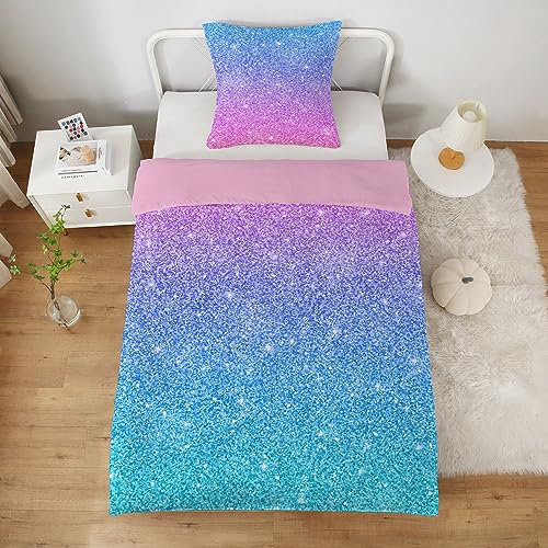 Yasida Kinderbettwäsche 140x200 Weltraum Stern Kosmos Bettwäsche Mädchen Rosa Lila Mikrofaser 2-teiliges 3D Kinder Bettwäsche-Set 1 Bettbezug mit 1 Kissenbezug 65x65cm Bunt, Regenbogen 01