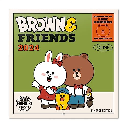 Grupo Erik Kalender 2024 Wandkalender 2024 - Line Friends Kalender 2024 Familienplaner 30 x 30 cm Jahreskalender 12 Monate