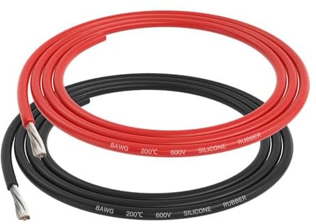 FIRMERST 8 AWG Silikonkabel 8.37mm² 1.5 M Schwarz and Rot, Verzinnte Kupferdraht, Flexibel