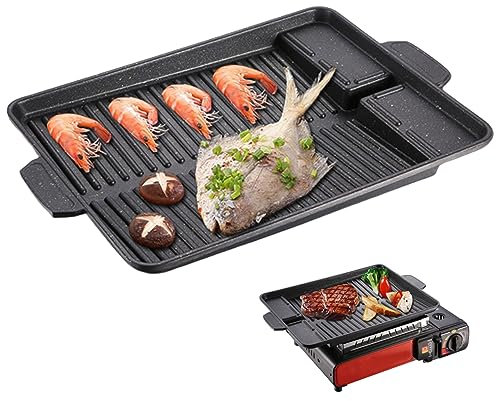 Plaque de grill 14.57x10.24 pouces BBQ Rack grill Grill Fonction non cachée Plaque de plaque d'allumette avec poignée pour le poêle à gaz de camping