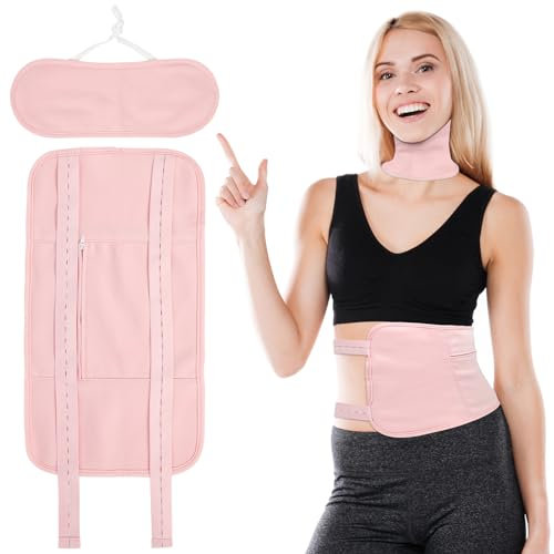 KIQIONE Rizinusöl-Packung, Bio-Rizinusöl-Pack-Set für verbesserte Gesundheit, Entspannung, Leberentgiftung, auslaufsicher, wiederverwendbar, Rizinusöl-Packungen mit Waschbeutel (Rosa