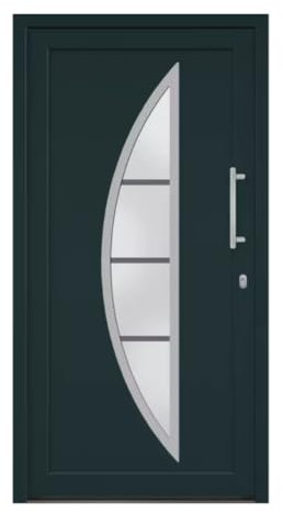 HORI® Eingangstür Kunststoff Komplettset – Hochwertige Haustür mit Wärmeschutz, 5-fach-Verriegelung & Edelstahl-Stoßgriff I Farbe: anthrazit (innen weiß) I DIN rechts I Modell: Curve I 210 x 100 cm