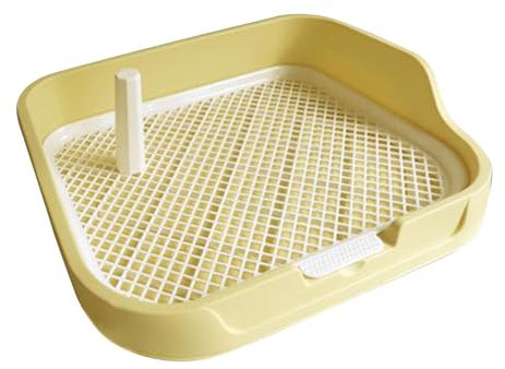 perfk Hundetoilette, Hundetöpfchen-Unterlage mit abnehmbarem Pfosten, Wiederverwendbare Netz-Trainingstoiletten-Töpfchenschale für kleine und mittelgroße, Gelb