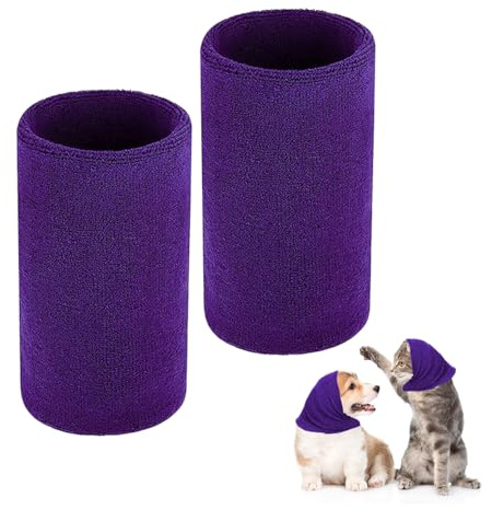 XNIVUIS 2 Pièces Cache-Oreilles pour Chien de Compagnie, Cache-Cou et Oreilles du Chien, Snood Chien, Snood pour Chat, pour Chien Soulagement de l'anxiété et Calme à Un Endroit Bruyant, S, (Violet)