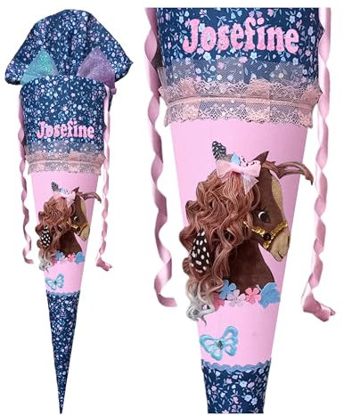 Schultüte mit Pferd passend zum Step by Step Wild Horse Ronja, für Mädchen, Wunschname, benutzerdefinierte, Zuckertüte