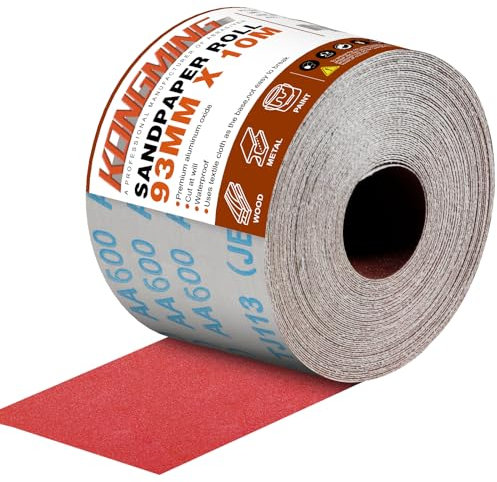 KONGMING Schleifpapier Rolle 93 mm x 10 m Körnung 600 für Handschleifer Handschleifblock