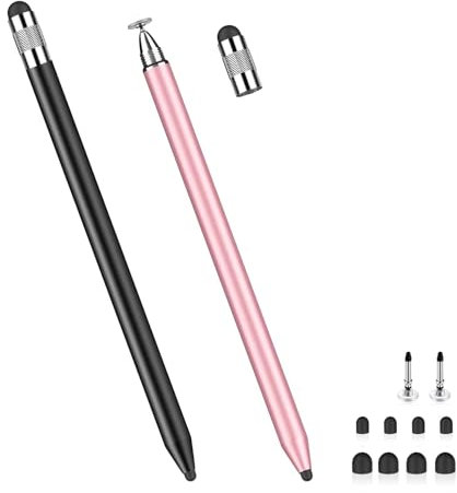 liuchanghe Lapiz para Tablet, 3 en 1 Lapiz para i-Pad/i-Phone/Sam-Sung/Android, Lápiz táctil Universal de Alta Sensibilidad y Precisión con 10 Puntas de Repuesto (Negro + Oro Rosa)