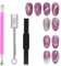 MAYCHAO 3Pcs Cat Eye Magnet Tool Set, Double-head Flower Design Nail Magnet Pens Wand Set for Salon DIY Home