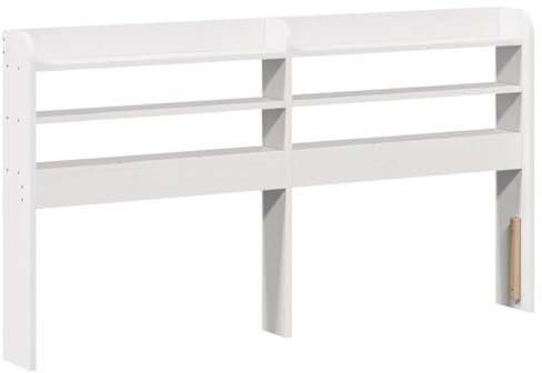 Tête de lit vidaXL Blanc 140 cm en Bois Massif de pin avec Étagères et Rangement sur Pied