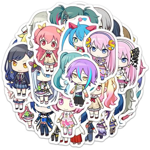 ProjecSekais Stickers 105 Pcs Anime Figure Waterproof Vinyl | Waterproof Sticker Decals for Party Water Bottle Scrapbook Laptop Skateboard Computer for Teens Students