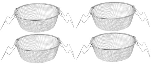 OUNONA 4 Stück Frittierkorb aus Edelstahl Mini-Sieb runder Frittierkorb friteuse sieb Pommesfritteusenkorb Küchensieb Pommes-Frites-Halter Nudel-Fritten-Korb Rostfreier Stahl Silver