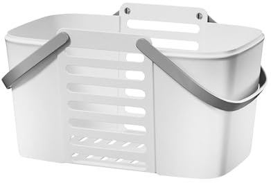 MagiDeal Panier de Douche Portable avec Trous de Drainage, Panier de Rangement pour dortoir, Cuisine, Salle de Bain, Blanc, M