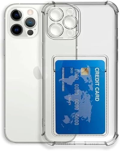 Shani Clear Card Case for iPhone 12 Pro Max Transparent Back Card Holder Phone Case, Ultra Slim Soft TPU Shockproof Protection, Non-Yellowing, Clear Wallet Case,Card Slot Bumper(For iPhone 12 Pro Max)