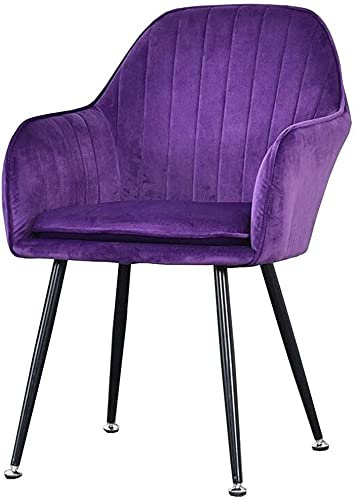 Moderner Samt Sessel mit Metallbeinen und Plüsch Rückenlehne Elegant Lila Freizeit Sofa Stuhl