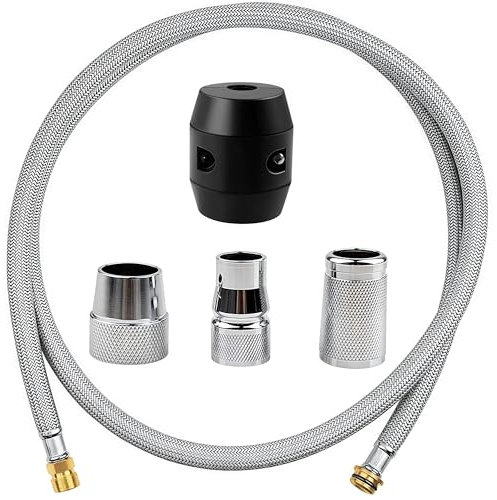 Manguera Extensible de Acero Inoxidable Trenzado con 3 Adaptadores, Manguera para Grifo Cocina Extraible, Flexo Ducha, Latiguillos de Fontanería, Ideal para Grifos de Cocina y Fregaderos de Baño