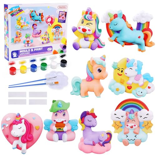 BelleStyle Unicorn Kids Painting Kit, Arts & Crafts Painting Gifts for Kids Age 6-12, 8 Pieces Plaster DIY Paint Set Creative Activities Educational Toys for Boys Girls 6 7 8 9 10 11 12 Years Old