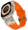 Jazoxy Correa de goma suave para Apple Watch Ultra 2 1 Band 49mm 45mm 44mm 42mm S10 46mm Pulsera de goma de lujo para IWatch Series 9 8 7 6 SE 5 Accesorios Correas de reloj(Titanium orange,42/44/45/49