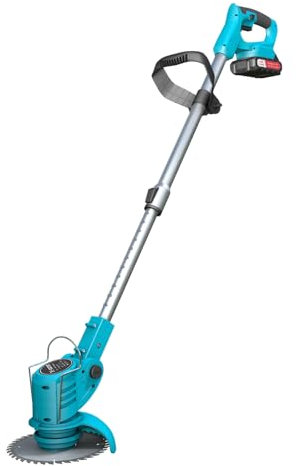 X-COTEC Rasentrimmer mit Akku, 4 in 1 Rasentrimmer Elektrisch, 21V Akku Rasentrimmer Akkurasenmäher mit 2 Akkus, Motorsense Elektro-Trimmer mit 4 Klingentypen, 90° Schwenkbarer Kopf für Rasen Garten B