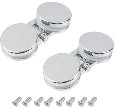 Glastürscharniere, doppelseitig, 180 Grad, Schrankklemme, rahmenlos, Duschwand, Schwenkscharnier für Badezimmer, Küche, Schrank, Vitrine, Dicke 5–8 mm, 2 Stück