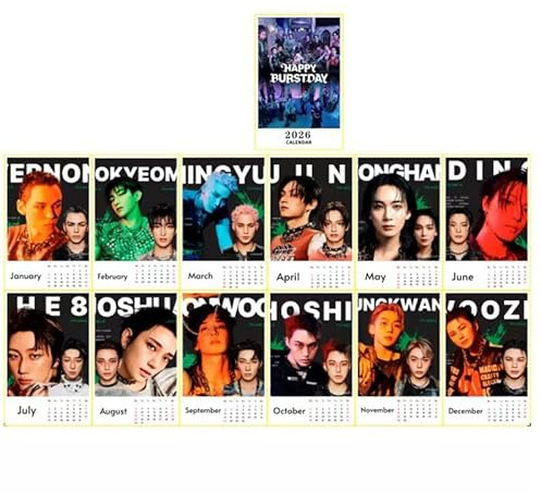 SKZ BP SVT A-TEEZ Babymonster Tischkalender 2026 Geschenk Foto Tischkalender für Neujahrsgeschenk (siebzehn)