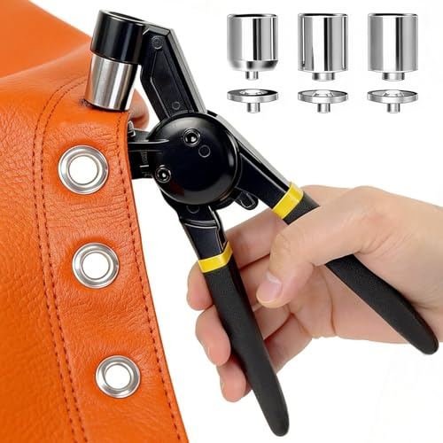 Eyelet Punch Kit, 600PCS 6/10/12mm Grommets, Magnetic Grommet Pliers | Heavy Duty Eyelet Tool Kit, for Punching Holes in PVC Banners,Tarpaulin, Fabric, Leather, Canvas Repair, Eyelet Grommet Kit