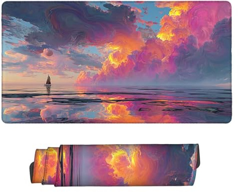 Tapis de Souris de Jeu, 1200 x 600 mm XXL Grand Tapis Souris Gaming, Antidérapant Étanche, Extended XXL Long Clavier Mouse Pad, Accessoire Bureau, pour Gamer, Ordinateur, PC (Océan Abstrait) Z-97