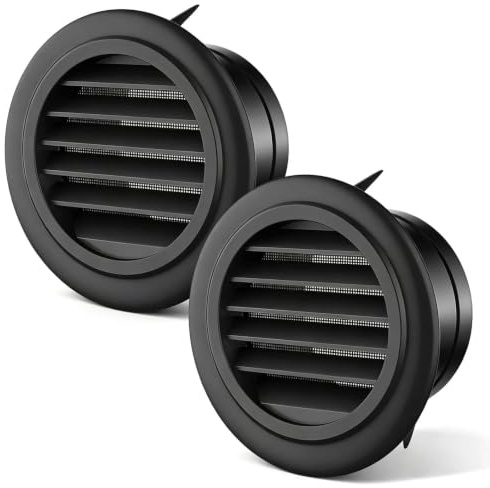 SHENGYIG 2 Pezzi Griglia Aerazione Tonda, Griglie Aerazione Rimovibile 75mm | ABS Griglia Presa D'aria Muro, Griglie di Ventilazione Rotonda con Zanzariera, per Camera Letto, Cucina, Ufficio