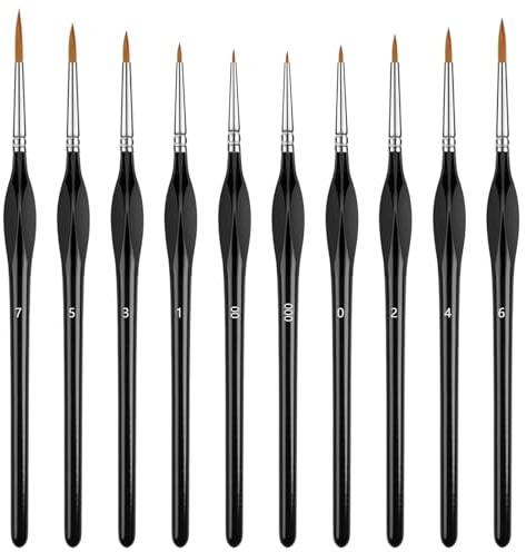 10PCS Miniature Model Paint Paint Brushes Set, Thin Paint Brush with Triangular Handles for Fine Acrylic, Watercolor, Oil, Gouache Paintings, Fine Detail Brushes Perfect for Warhammer, Gundam Painting