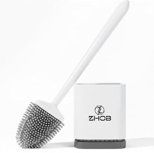 Toilet Brush and Holder Set Silicone Toilet Cleaning Brush Freestanding Toilet Brush Bathroom Accessories Home Essentials Toilet Brush Cleaner (Large)