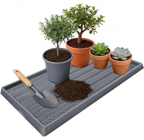Kalolary 30 x16 Silicone Plant Trays Plant Saucer Growing Tray | Rectangular Heavy Sturdy Silicone Plant Drainage Saucers Plant Drip Trays for Pots Seed Starter Growing Trays