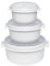 Emsa 459061200 3-teiliges Mikrowellentopf-Set, 0,5 Liter, 1 Liter, 1,5 Liter, Kunststoff, Weiß, Micro Family