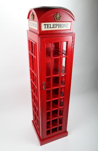point home Weinregal Getränkeregal Flaschenregal Weinschrank 'Telefonzelle' im Retrolook Rot 171cm