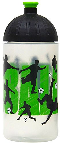 ISYbe Original Marken-Trink-Flasche für Klein-Kinder, 500 ml, BPA-frei, Fußball-Motiv für Mädchen & Jungen, für Schule-Reisen-Kita-Kiga-Outdoor, Auslaufsicher auch mit Sprudel, Spülmaschine-fest
