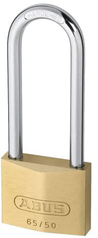 ABUS 65 Series Brass Long Shackle Padlock - 50mm KA (504) 80mm Shackle 65/50HB80 Boxed