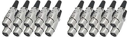 ARLI 20x XLR Kupplung 3-polig – female mit Zugentlastung – Mikrofonbuchse für Audio Kabel Musik Studio Bühne Mikrofonkabel Mikrofon Kabel