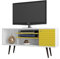 Manhattan Comfort Liberty Mid Century Modern TV Stand for Televisions up to 50 Inches, Bedroom and Living Room Entertainment Center with Storage, Shelves, and Cabinet, 53 Wide, White/Yellow
