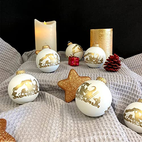 Roter Hahn 112 Hochwertige Feuerwehr Christbaumkugeln aus Glas Weihnachtskugeln Weihnachtsbaumanhänger Weiss 4er