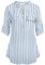 Ninedaily Damen 3/4 Ärmel Plaid Shirts Reißverschluss Floral Casual Tunika Bluse Tops, Blauweiß gestreift, X-Large