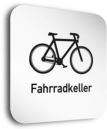 Kinekt3d Leitsysteme Schilder aus 1,5 mm Aluminium • 150 x 150 mm • Besonderheit: unsichtbare 5 mm Abstandhalter verleihen dem Türschild einen exklusiven schwebe Effekt (Fahrradkeller)