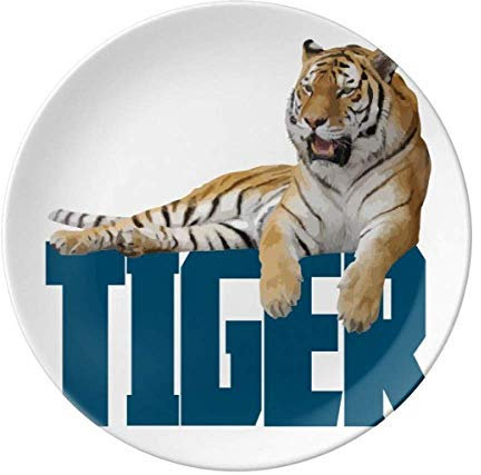 Assiette décorative en porcelaine Motif chats tigres et tigres