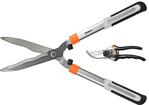 HOME It® Heckenschere & Astschere Manuell Set - Hecken- und Astscheren Set in Schwarz/Orange/Silber Farben