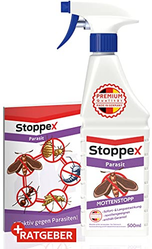 Stoppex® Parasit Mottenstopp- Spray gegen Motten, Lebensmittelmotten und Kleidermotten. Motten bekämpfen mit Sofortwirkung