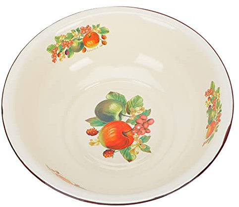 Cabilock Enameled Basin Vintage Gourmet Bowl Wash up Bowl Wide Edges for Easy Use