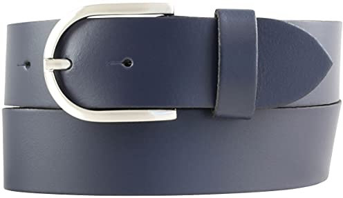 BELTINGER Damen-Gürtel aus 100% echtem Leder 4 cm | Jeans-Gürtel für Damen 40mm | Spaltleder-Gürtel in 4cm mit runder Schließe | Marine 80cm