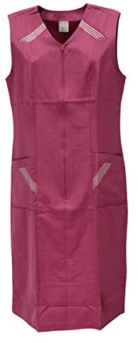 Reißverschlusskittel RV Kittel Hauskleid Schürze Kochschürze, Größe:44, Farbe:fuchsia